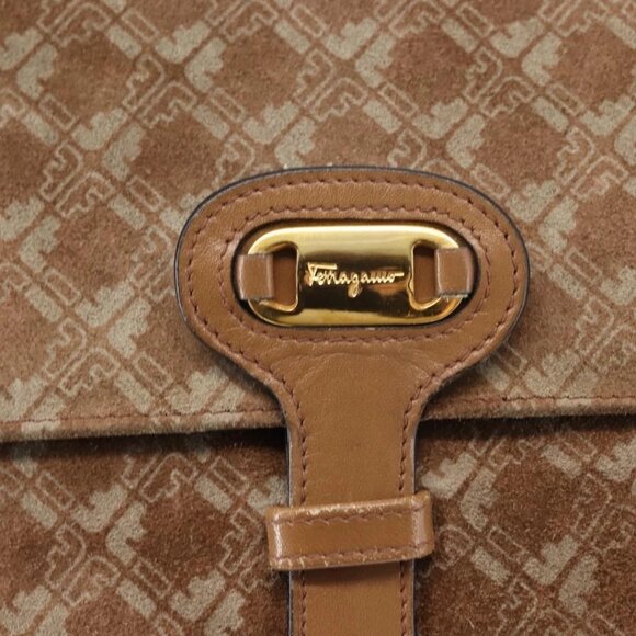 Salvatore Ferragamo Shoulder Bag Suede Beige Auth - Picture 10 of 16
